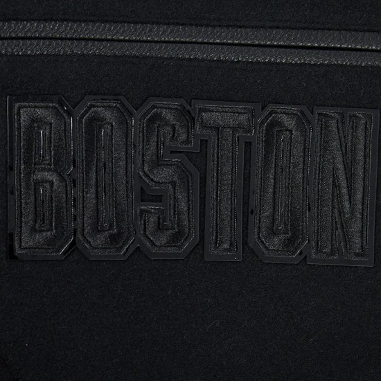 Boston Celtics Triple Black Varsity Wool and Leather Jacket Boston Celtics Triple Black Varsity Wool and Leather Jacket