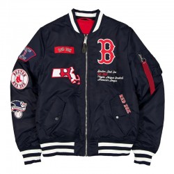 Boston Red Sox Full-Zip Navy Bomber Jacket | Free Ship