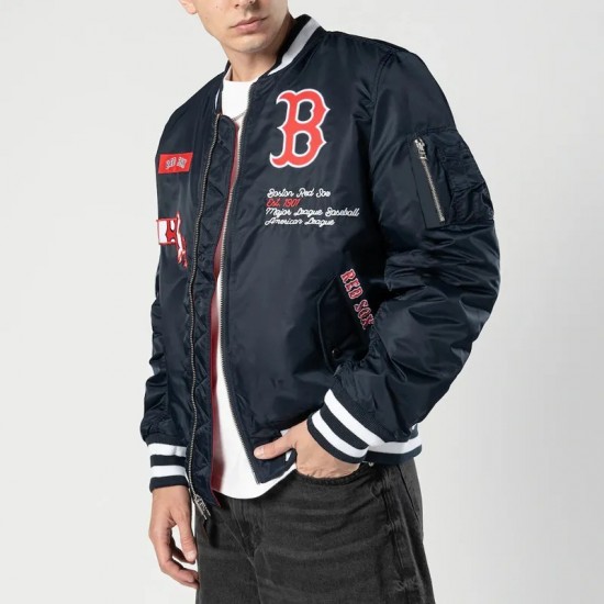 Boston Red Sox Full-Zip Navy Bomber Jacket