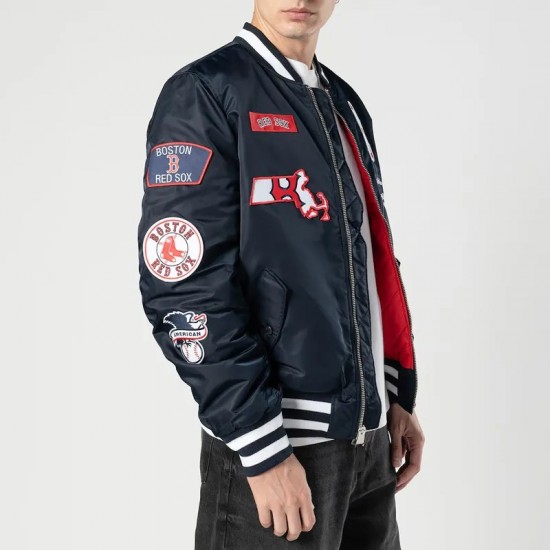 Boston Red Sox Full-Zip Navy Bomber Jacket