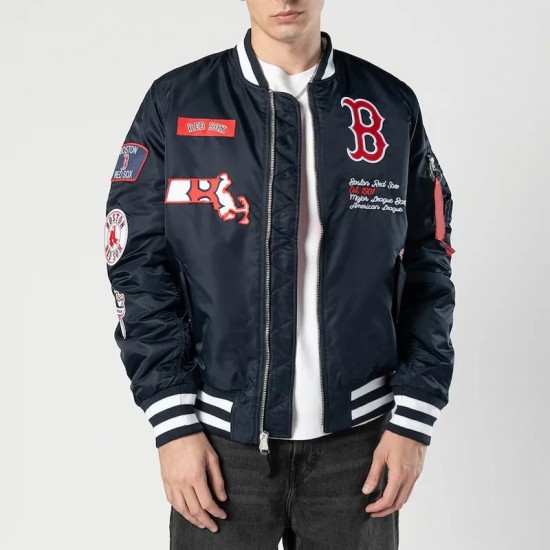 Boston Red Sox Full-Zip Navy Bomber Jacket
