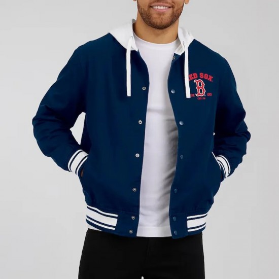 Boston Red Sox Navy Cotton Hooded Jacket Boston Red Sox Navy Cotton Hooded Jacket