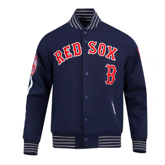 Boston Red Sox Current Logo Game Day Navy Jacket Boston Red Sox Navy Varsity Jacket with Current Team Logo – Unisex Game Day Gear