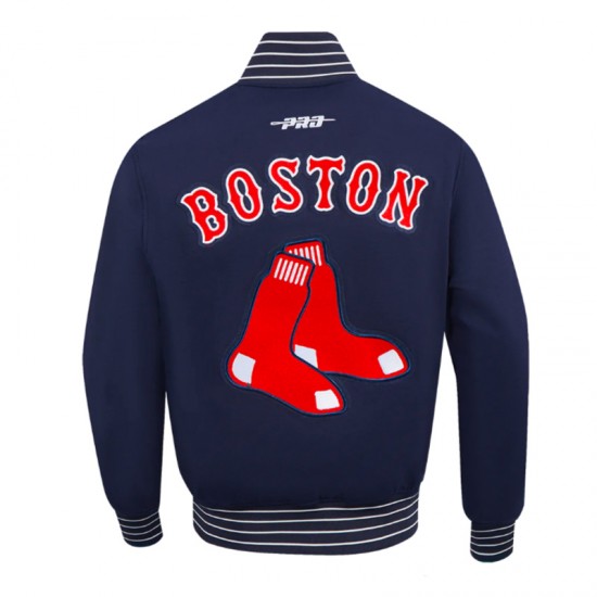 Boston Red Sox Current Logo Game Day Navy Jacket Boston Red Sox Navy Varsity Jacket with Current Team Logo – Unisex Game Day Gear