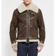 Mens Aviator Bridlington Brown Faux Shearling Biker Jacket