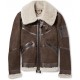 Mens Aviator Bridlington Brown Faux Shearling Biker Jacket