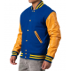 Bright Royal Body & Bright Gold Leather Sleeves Letterman Jacket Bright Royal Body & Bright Gold Leather Sleeves Letterman Jacket