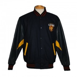Brisbane Lions Embroidered Black Varsity Jacket Brisbane Lions Embroidered Black Varsity Jacket