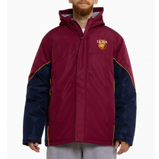 Brisbane Lions Stadium Maroon and Navy Full-Zip Hooded Jacket Brisbane Lions Stadium Maroon and Navy Full-Zip Hooded Jacket