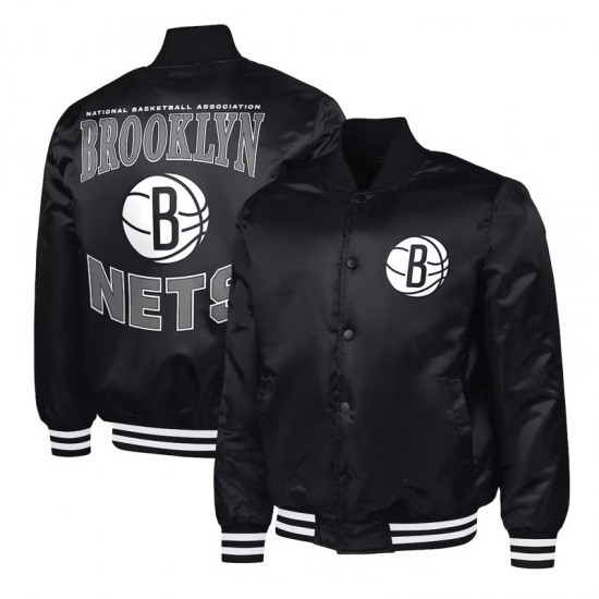 Brooklyn Nets Adaptive Bold Logo Varsity Satin Jacket
