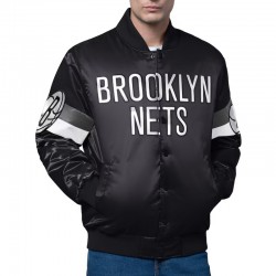 Brooklyn Nets Triple Option Varsity Satin Jacket