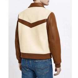 Brown and Cream College Varsity Leather Jacket