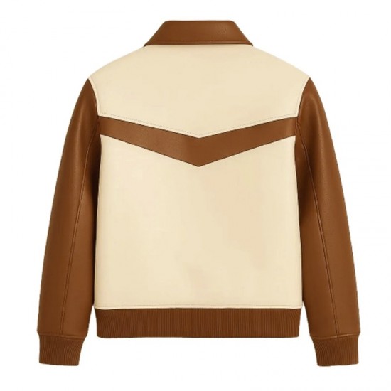 Brown and Cream College Varsity Leather Jacket