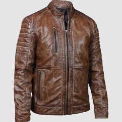Brown Waxed Biker Leather Jacket Brown Waxed Biker Leather Jacket