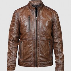 Brown Waxed Biker Leather Jacket Brown Waxed Biker Leather Jacket