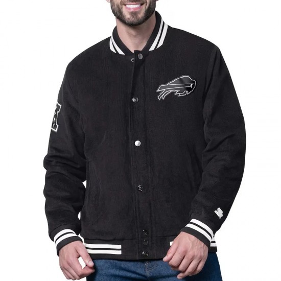 Buffalo Bills Blackout Corduroy Varsity Jacket Buffalo Bills Blackout Corduroy Varsity Jacket