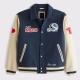 Buffalo Bills Blue and Eggshell Varsity Bomber Jacket Buffalo Bills Blue and Eggshell Varsity Bomber Jacket