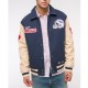 Buffalo Bills Blue and Eggshell Varsity Bomber Jacket Buffalo Bills Blue and Eggshell Varsity Bomber Jacket