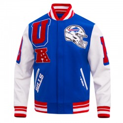 Buffalo Bills Mashup Rib Varsity Wool/Leather Jacket Buffalo Bills Mashup Rib Varsity Wool/Leather Jacket
