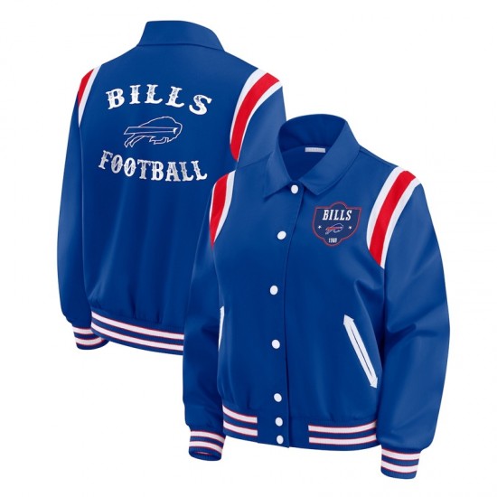 Buffalo Bills Midnight Royal Varsity Satin Jacket Buffalo Bills Midnight Royal Varsity Satin Jacket
