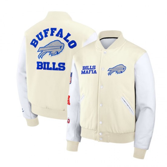 Buffalo Bills Rivalries Eggshell and White Varsity Jacket