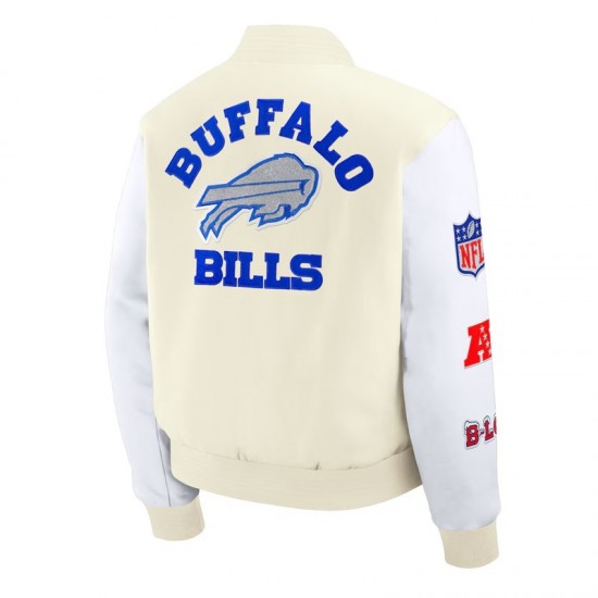 Buffalo Bills Rivalries Eggshell and White Varsity Jacket