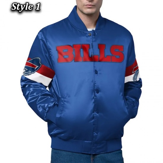 Buffalo Bills Triple Option Varsity Satin Jacket Buffalo Bills Triple Option Varsity Satin Jacket
