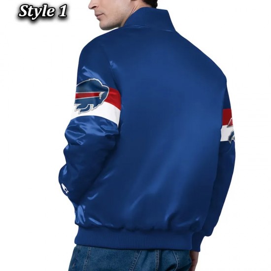 Buffalo Bills Triple Option Varsity Satin Jacket Buffalo Bills Triple Option Varsity Satin Jacket
