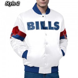 Buffalo Bills Triple Option Varsity Satin Jacket Buffalo Bills Triple Option Varsity Satin Jacket