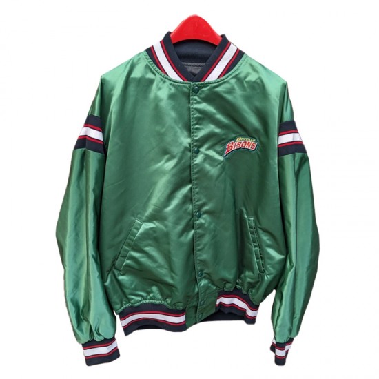 Buffalo Bisons Green Minor League Bomber Satin Jacket
