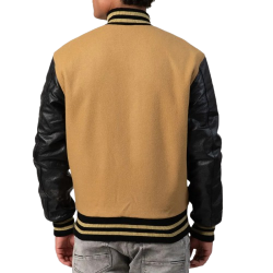 Camel Wool Body & Black Leather Sleeves Letterman Jacket Camel Wool Body & Black Leather Sleeves Letterman Jacket