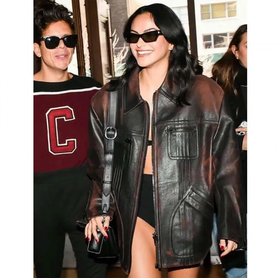 Camila Mendes New York Fashion Week Leather Jacket Camila Mendes New York Fashion Week Leather Jacket