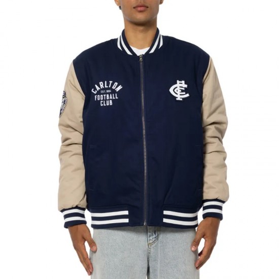 Carlton Blues Lock Up Varsity Cotton Jacket Carlton Blues Lock Up Varsity Cotton Jacket