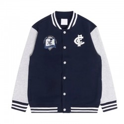 Carlton Blues Navy and Gray Varsity Fleece Jacket Carlton Blues Navy and Gray Varsity Fleece Jacket