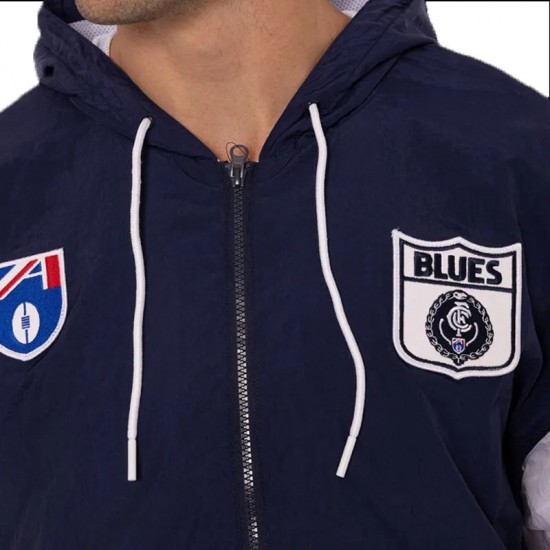 Carlton Blues Throwback Navy Spray Hooded Jacket Carlton Blues Throwback Navy Spray Hooded Jacket