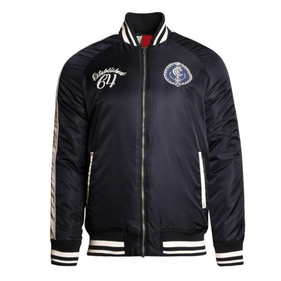 Carlton Blues Vintage Navy Bomber Full-Zip Jacket Carlton Blues Vintage Navy Bomber Full-Zip Jacket