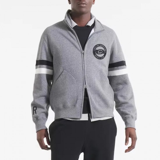 Carolina Hurricanes Heather Gray Striped Fleece Jacket Carolina Hurricanes Heather Gray Striped Fleece Jacket