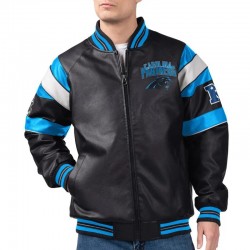 Carolina Panthers G-III Faux Varsity Leather Jacket Carolina Panthers G-III Faux Varsity Leather Jacket