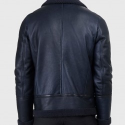 Carter Men’s Blue B-3 Bomber Leather Jacket Carter Men’s Blue B-3 Bomber Leather Jacket