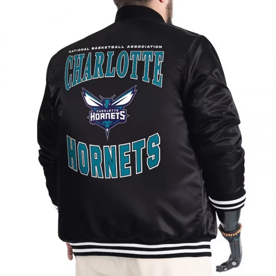 Charlotte Hornets Adaptive Bold Logo Varsity Satin Jacket