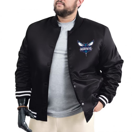 Charlotte Hornets Adaptive Bold Logo Varsity Satin Jacket Charlotte Hornets Adaptive Bold Logo Varsity Satin Jacket