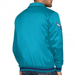 Charlotte Hornets Stitch Applique Teal Satin Jacket Charlotte Hornets Stitch Applique Teal Satin Jacket