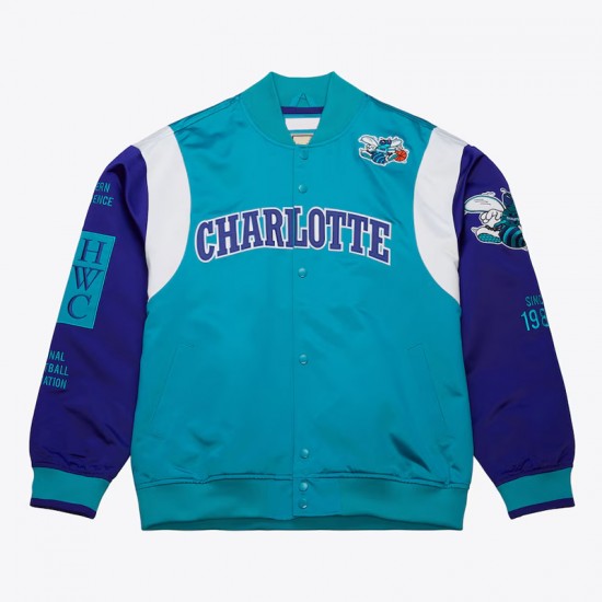 Charlotte Hornets Team Origins Teal Satin Jacket Charlotte Hornets Team Origins Teal Satin Jacket