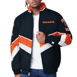 Chicago Bears Captain Navy Varsity Satin Jacket Chicago Bears Captain Navy Varsity Satin Jacket