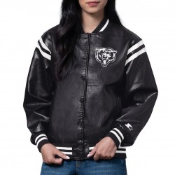Chicago Bears High Heat Vegan Black Varsity Leather Jacket