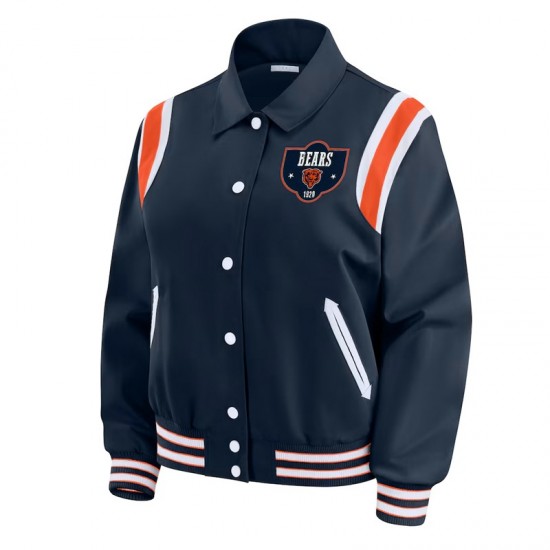 Chicago Bears Lightweight Navy Varsity Satin Jacket