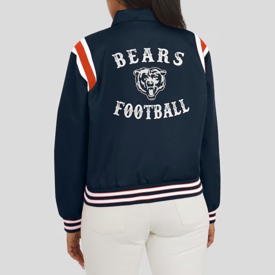 Chicago Bears Lightweight Navy Varsity Satin Jacket