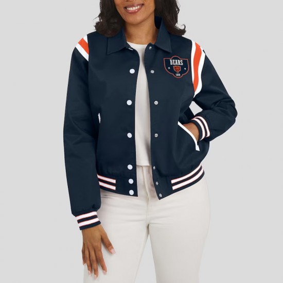 Chicago Bears Lightweight Navy Varsity Satin Jacket