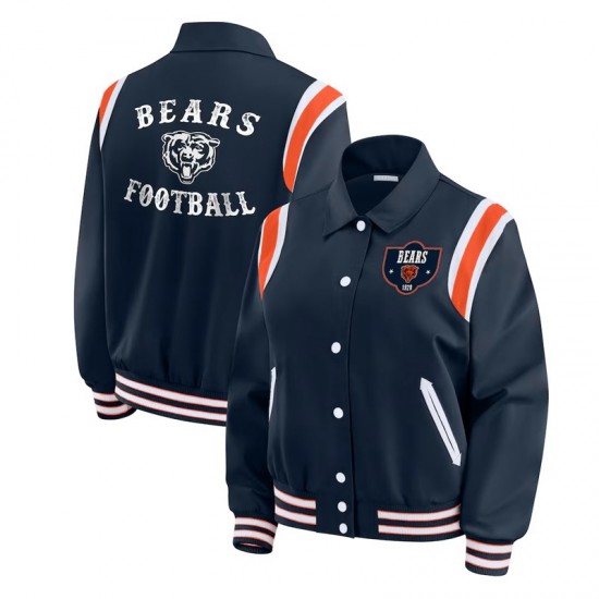 Chicago Bears Lightweight Navy Varsity Satin Jacket