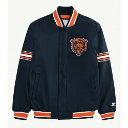 Chicago Bears Midfield Navy Satin Jacket